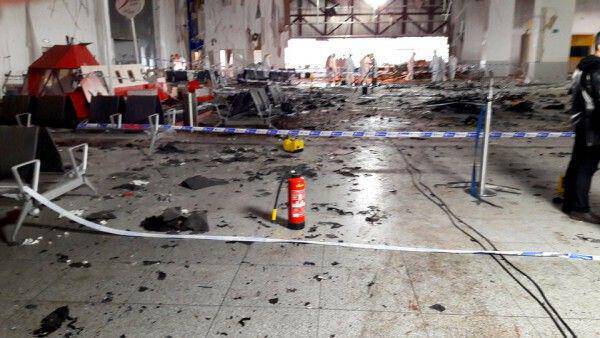 Damage is seen inside the departure terminal following the March 22, 2016 bombing at Zaventem Airport, in these undated photos made available to Reuters by the Belgian newspaper Het Nieuwsblad, in Brussels, Belgium, March 29, 2016.          Het Nieuwsblad via REUTERSATTENTION EDITORS - THIS PICTURE WAS PROVIDED BY A THIRD PARTY. IT IS DISTRIBUTED BY REUTERS AS A SERVICE TO CLIENTS. EDITORIAL USE ONLY. NOT FOR SALE FOR MARKETING OR ADVERTISING CAMPAIGNS. NO RESALES. NO ARCHIVE. BELGIUM OUT. NO COMMERCIAL OR EDITORIAL SALES IN BELGIUM.